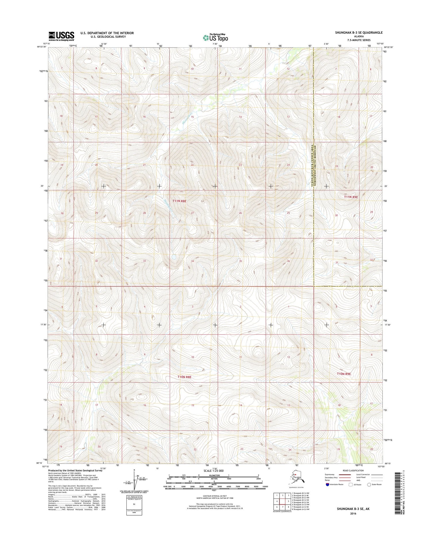 Shungnak B-3 SE Alaska US Topo Map Image