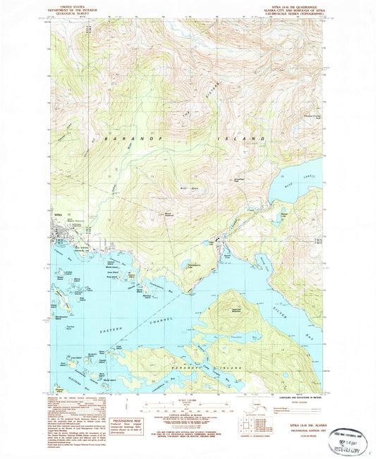 Classic USGS Sitka A-4 SW Alaska 7.5'x7.5' Topo Map Image