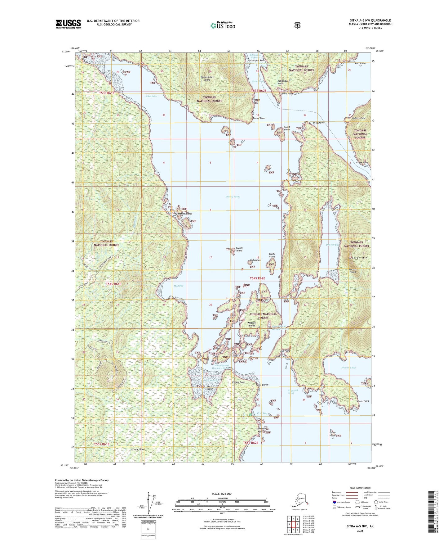 Sitka A-5 NW Alaska US Topo Map Image
