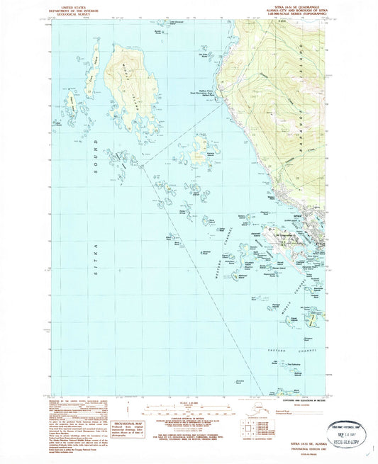 Classic USGS Sitka A-5 SE Alaska 7.5'x7.5' Topo Map Image