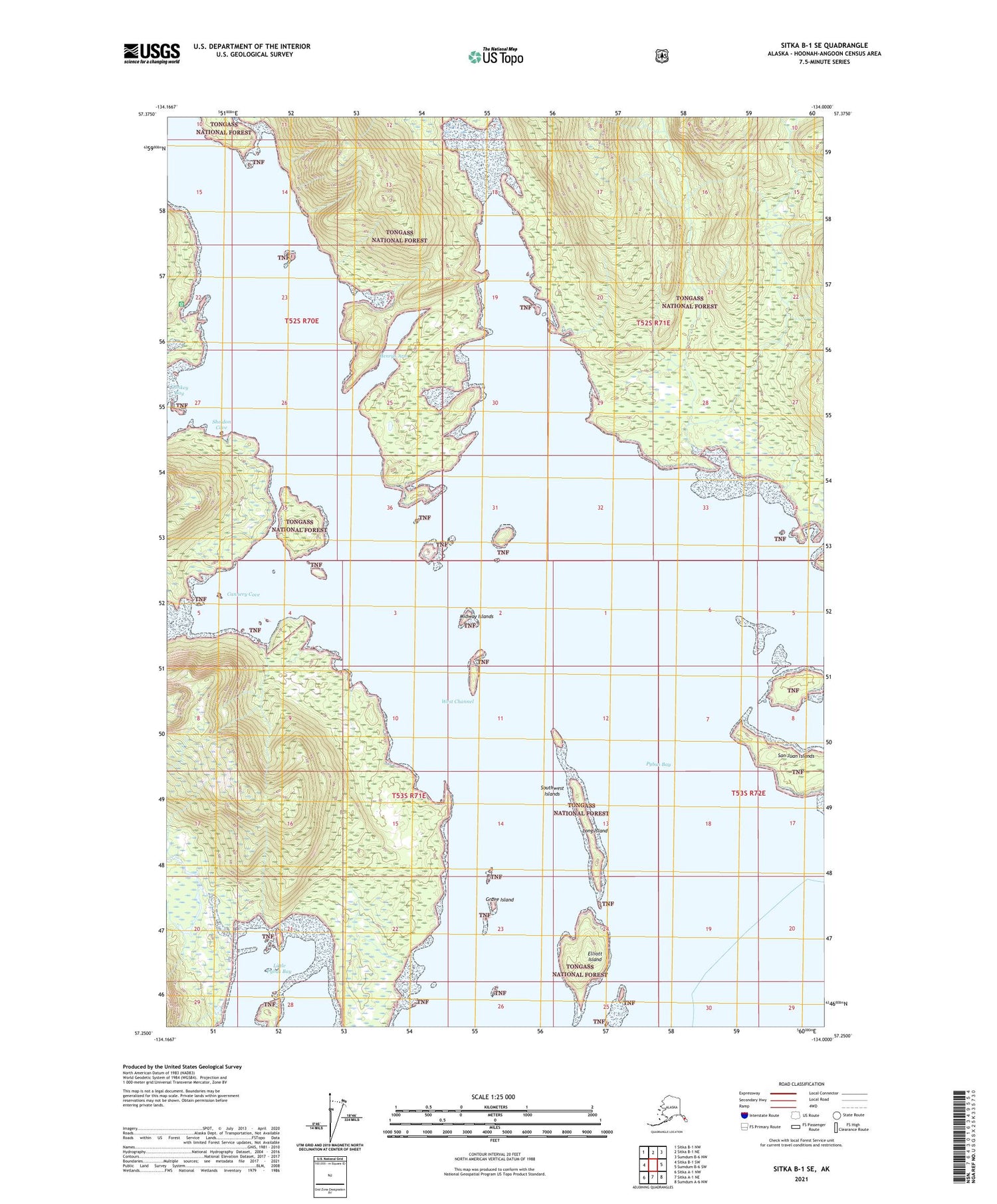 Sitka B-1 SE Alaska US Topo Map Image