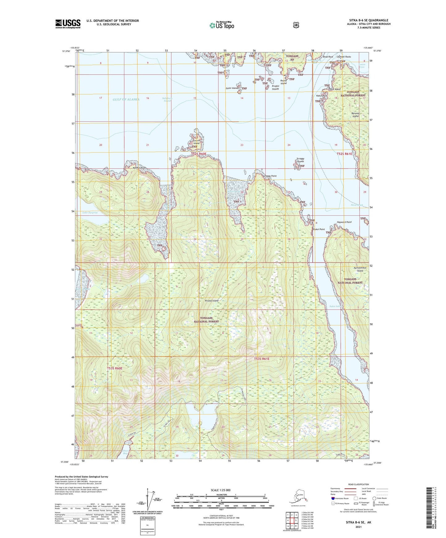 Sitka B-6 SE Alaska US Topo Map Image