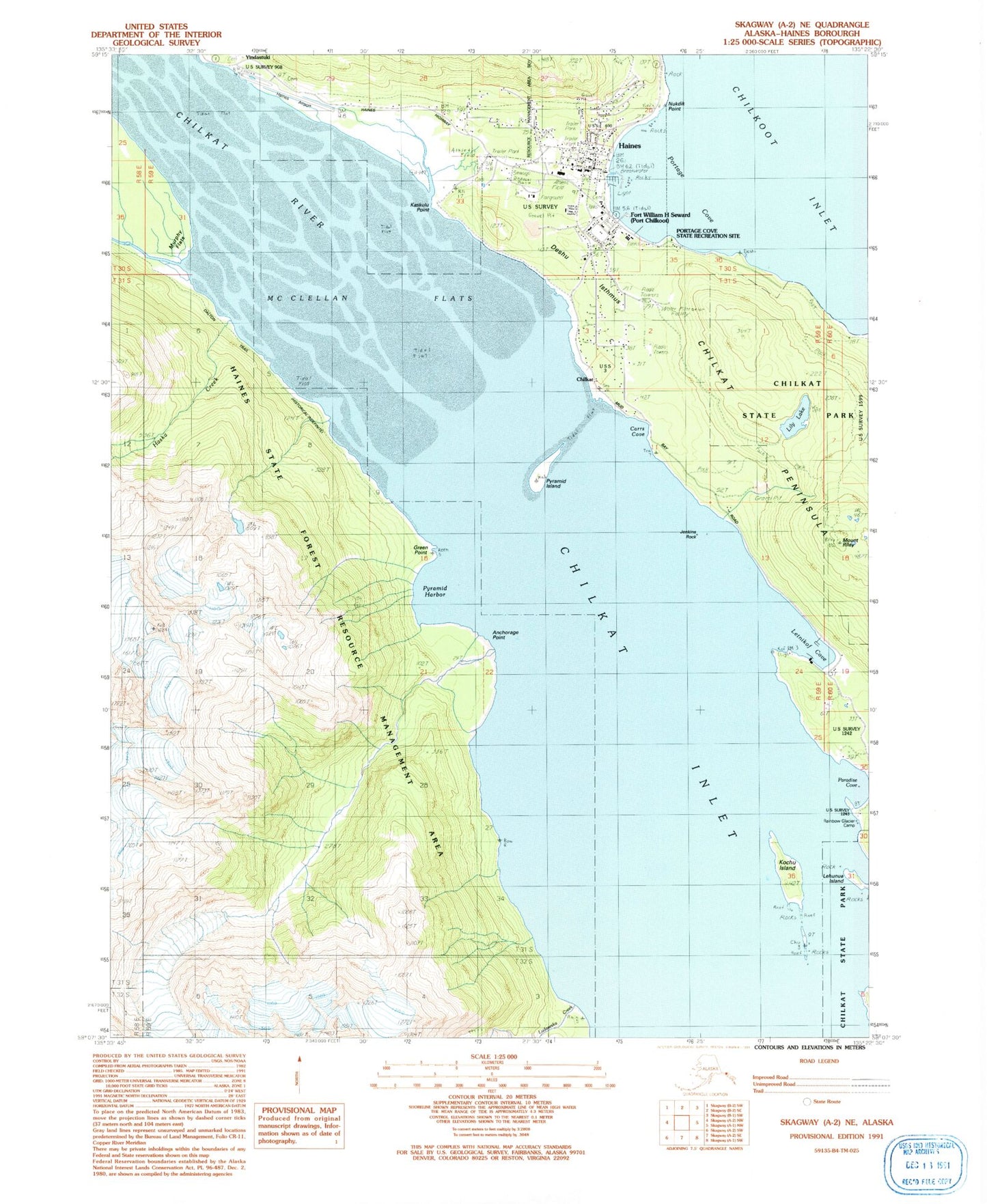 Classic USGS Skagway A-2 NE Alaska 7.5'x7.5' Topo Map Image