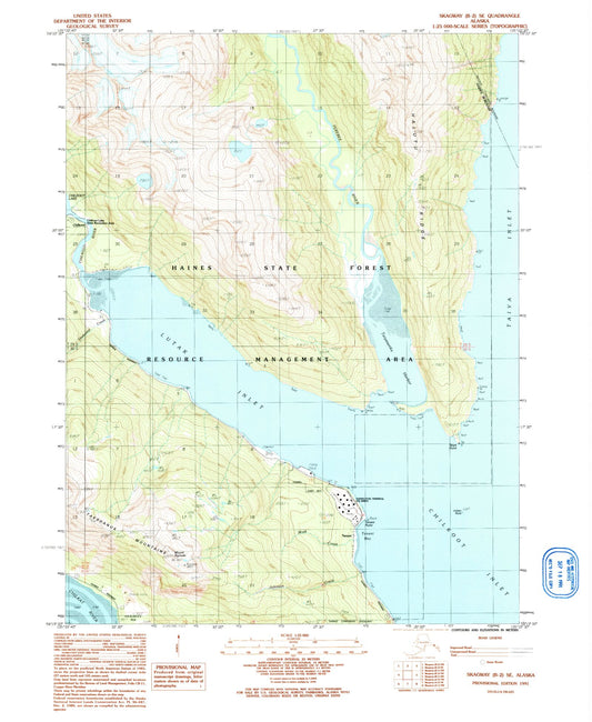 Classic USGS Skagway B-2 SE Alaska 7.5'x7.5' Topo Map Image
