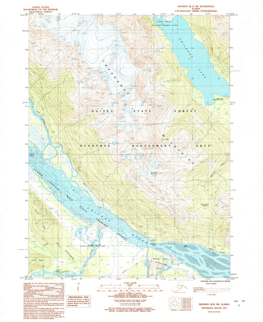 Classic USGS Skagway B-2 SW Alaska 7.5'x7.5' Topo Map Image