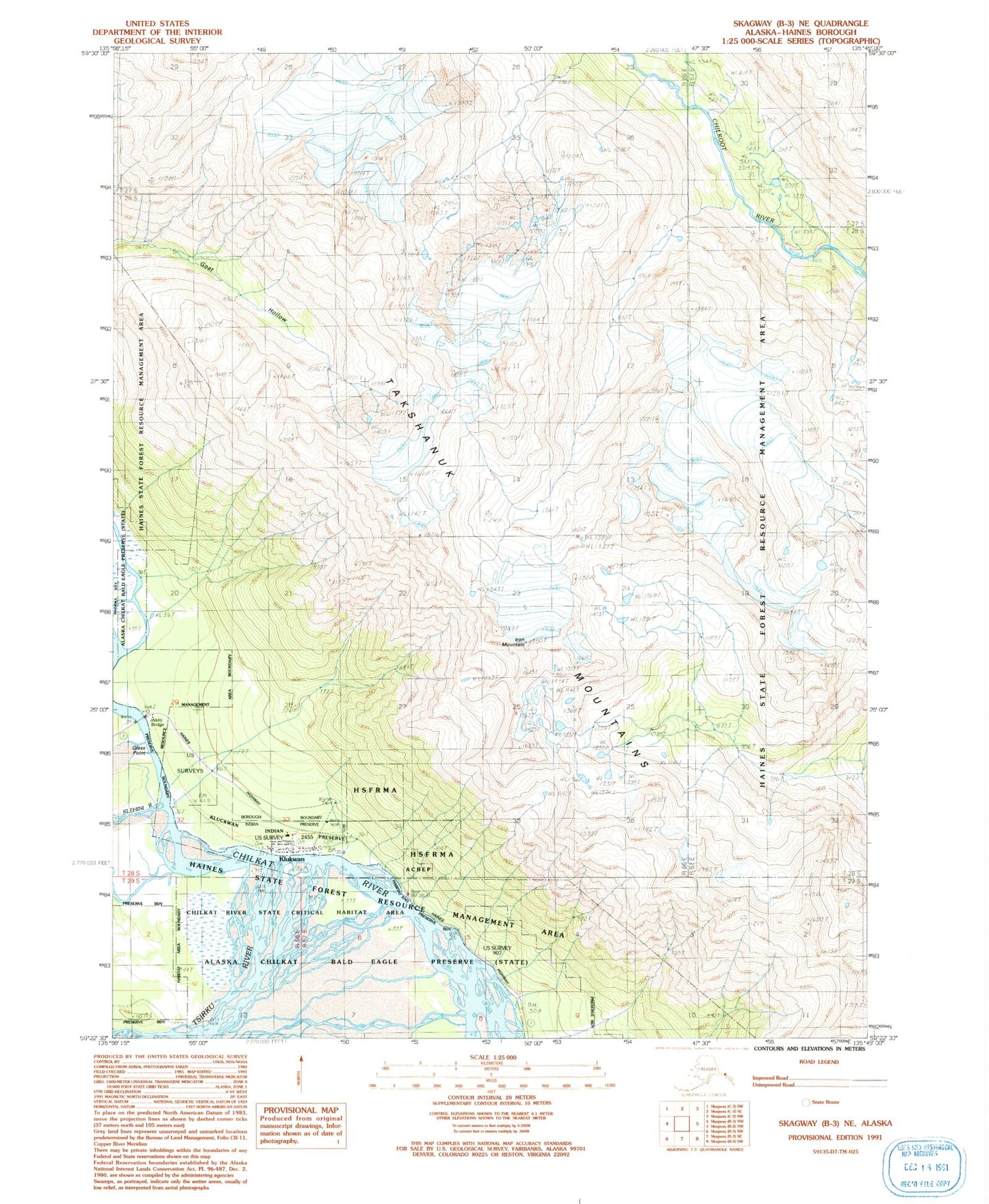Classic USGS Skagway B-3 NE Alaska 7.5'x7.5' Topo Map Image