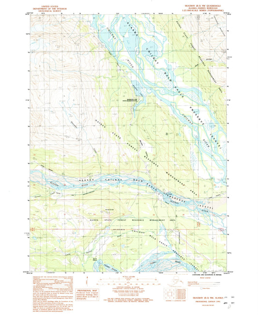 Classic USGS Skagway B-3 NW Alaska 7.5'x7.5' Topo Map Image