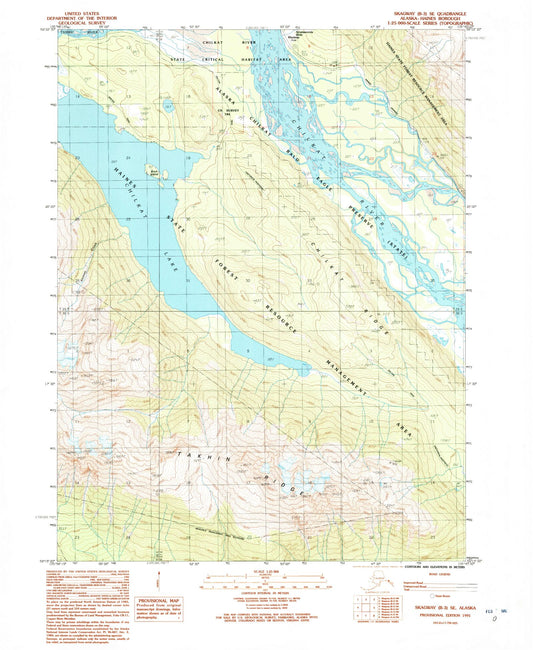 Classic USGS Skagway B-3 SE Alaska 7.5'x7.5' Topo Map Image
