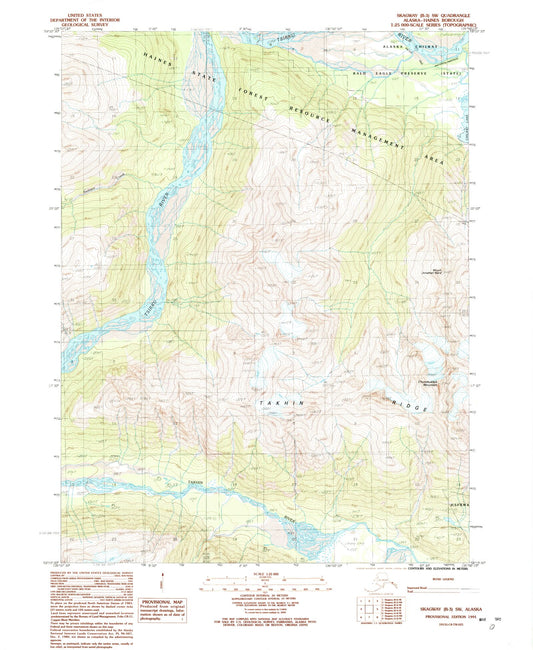 Classic USGS Skagway B-3 SW Alaska 7.5'x7.5' Topo Map Image