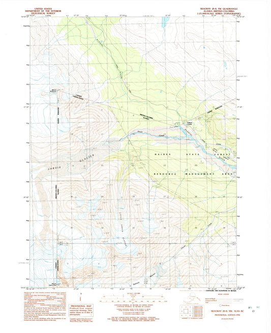Classic USGS Skagway B-4 NW Alaska 7.5'x7.5' Topo Map Image