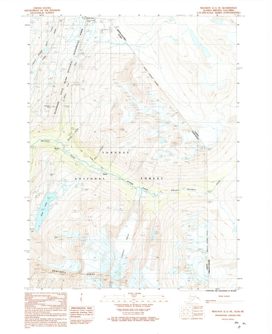 Classic USGS Skagway C-1 SE Alaska 7.5'x7.5' Topo Map Image