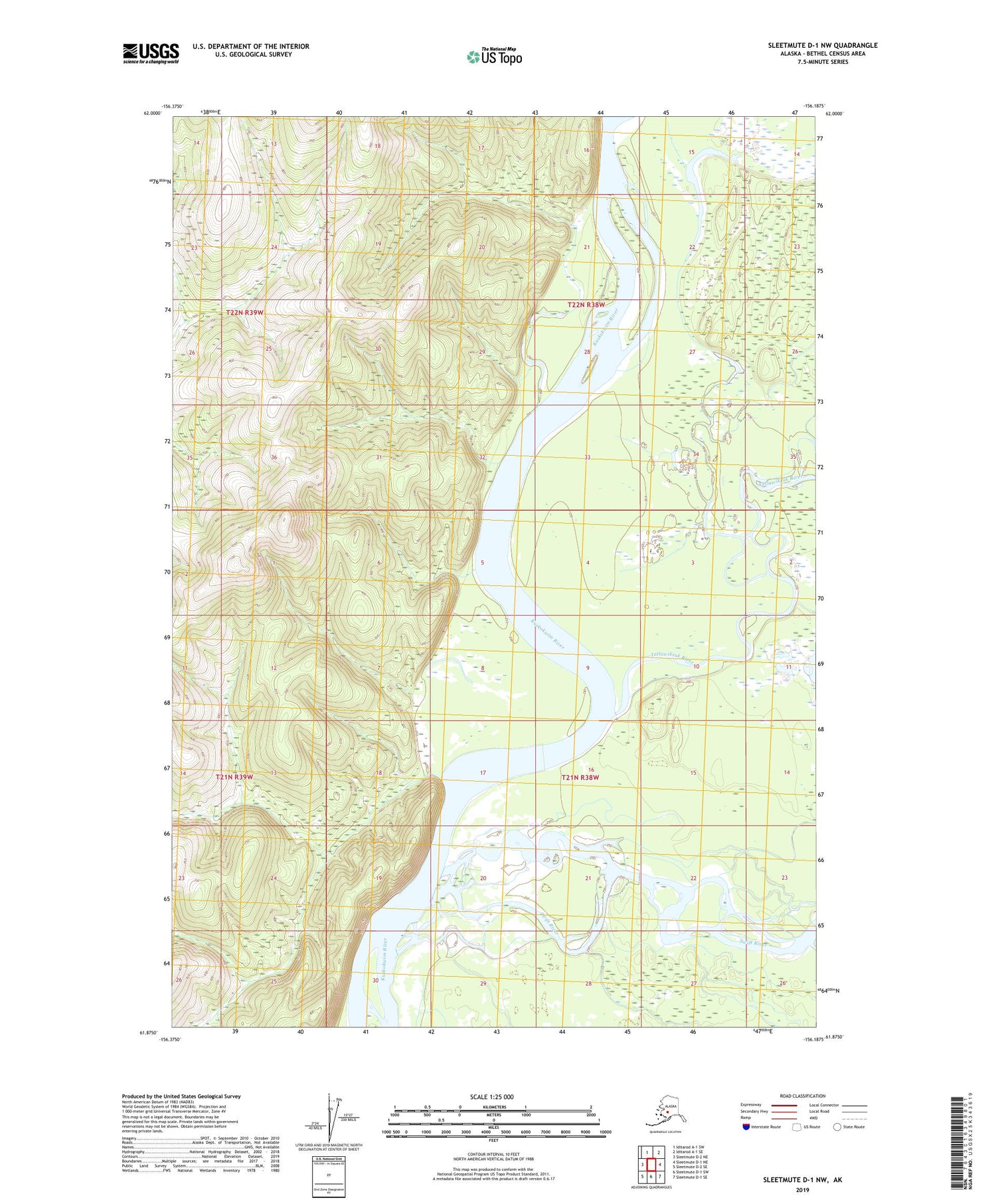 Sleetmute D-1 NW Alaska US Topo Map Image