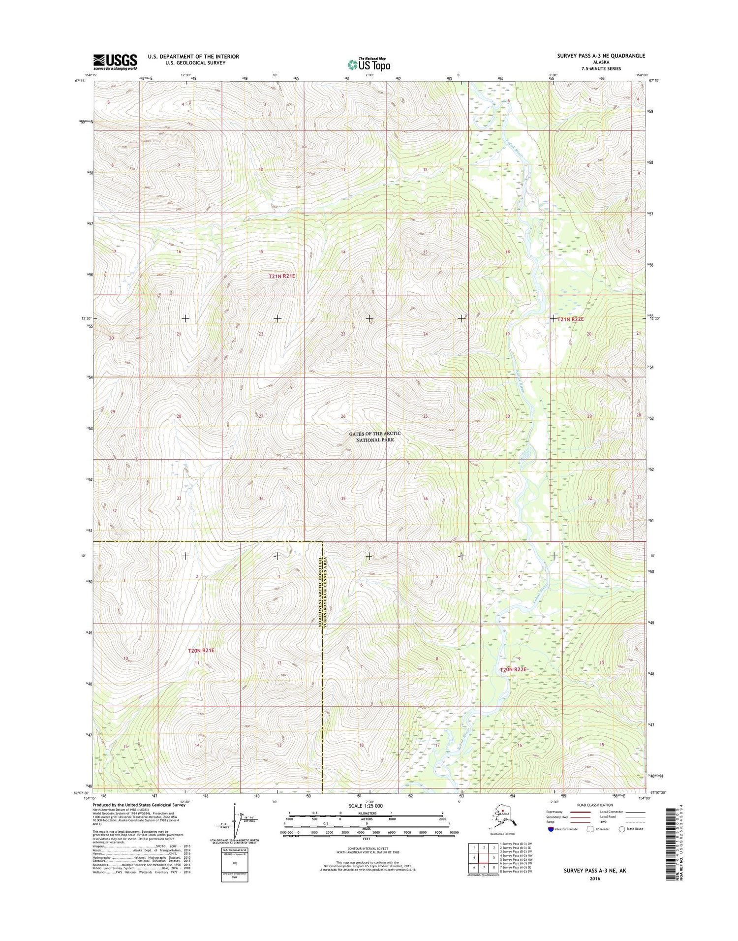 Survey Pass A-3 NE Alaska US Topo Map Image