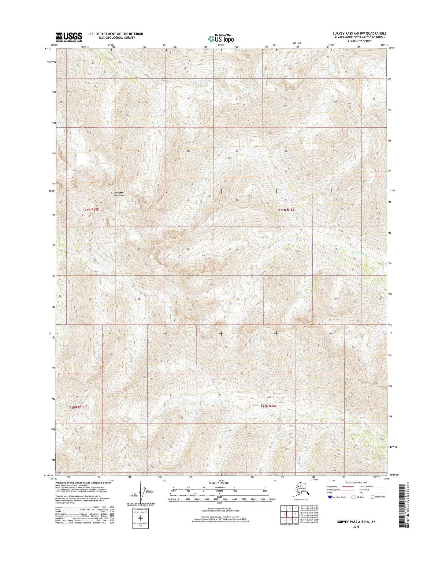 Survey Pass A-5 NW Alaska US Topo Map Image