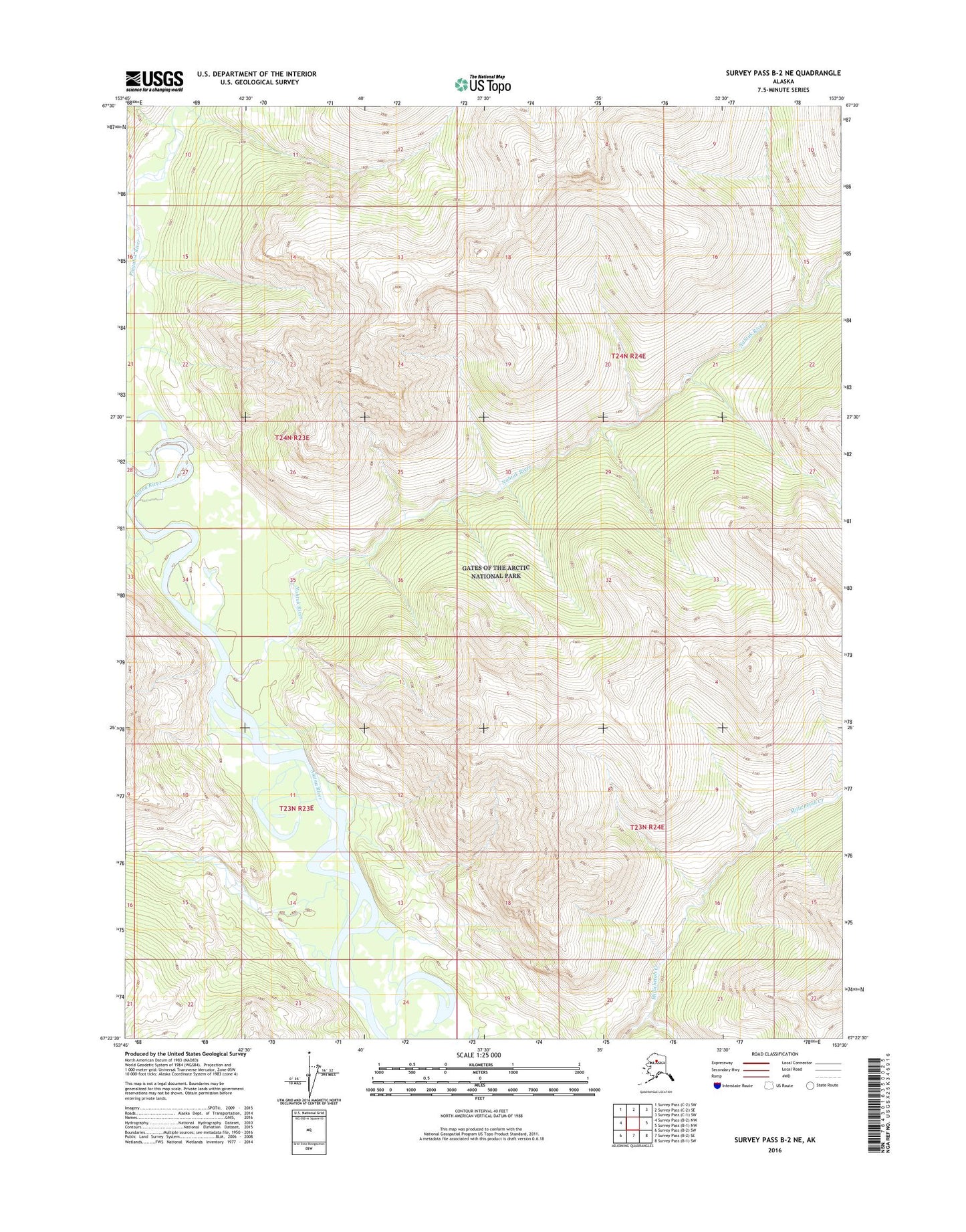 Survey Pass B-2 NE Alaska US Topo Map Image