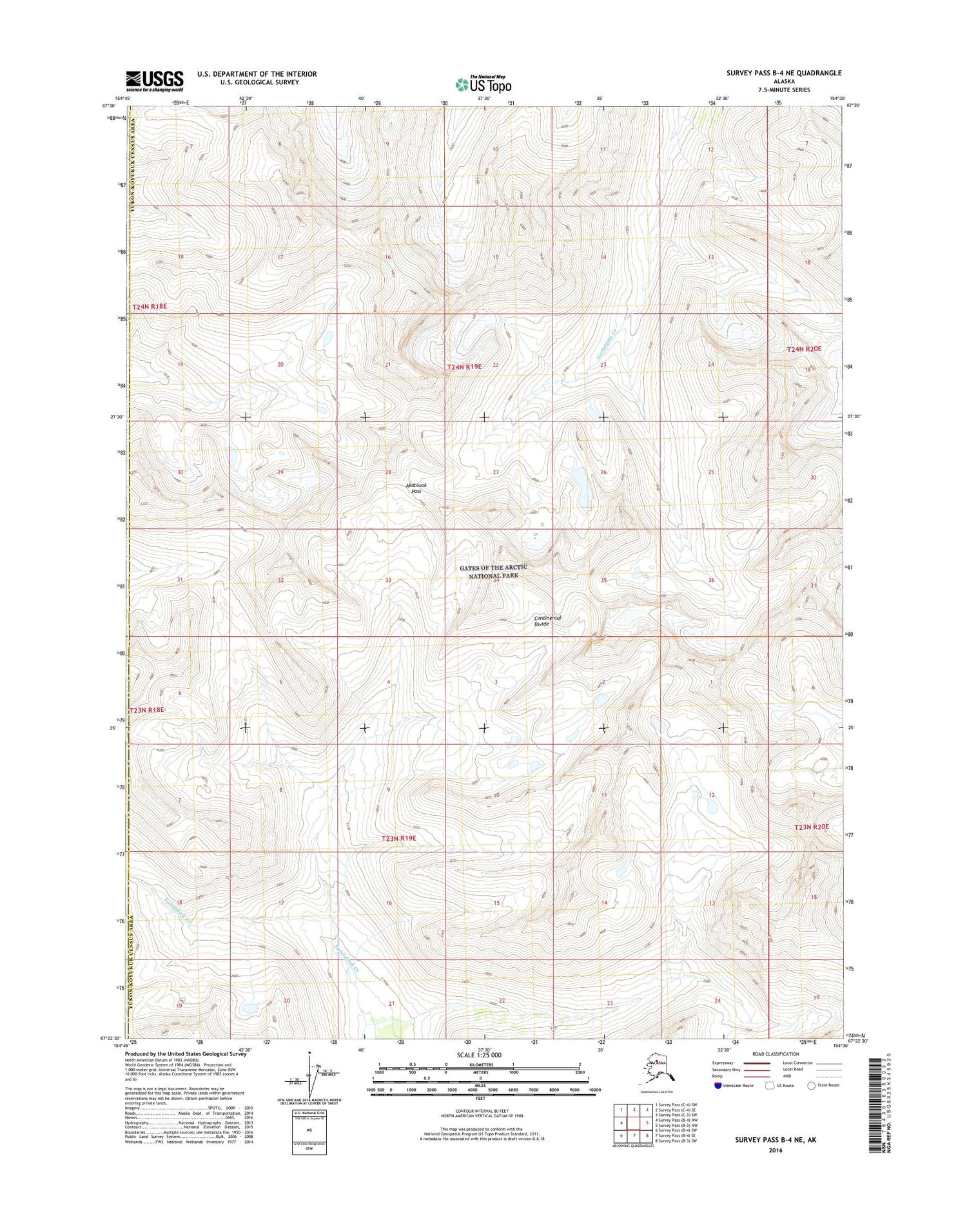 Survey Pass B-4 NE Alaska US Topo Map Image