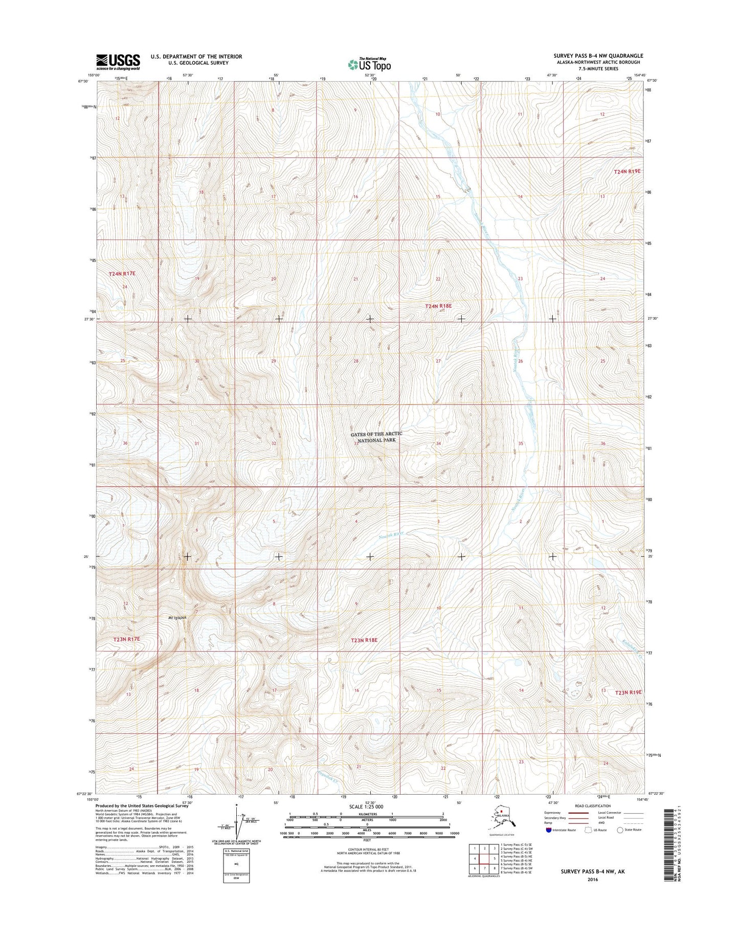 Survey Pass B-4 NW Alaska US Topo Map Image