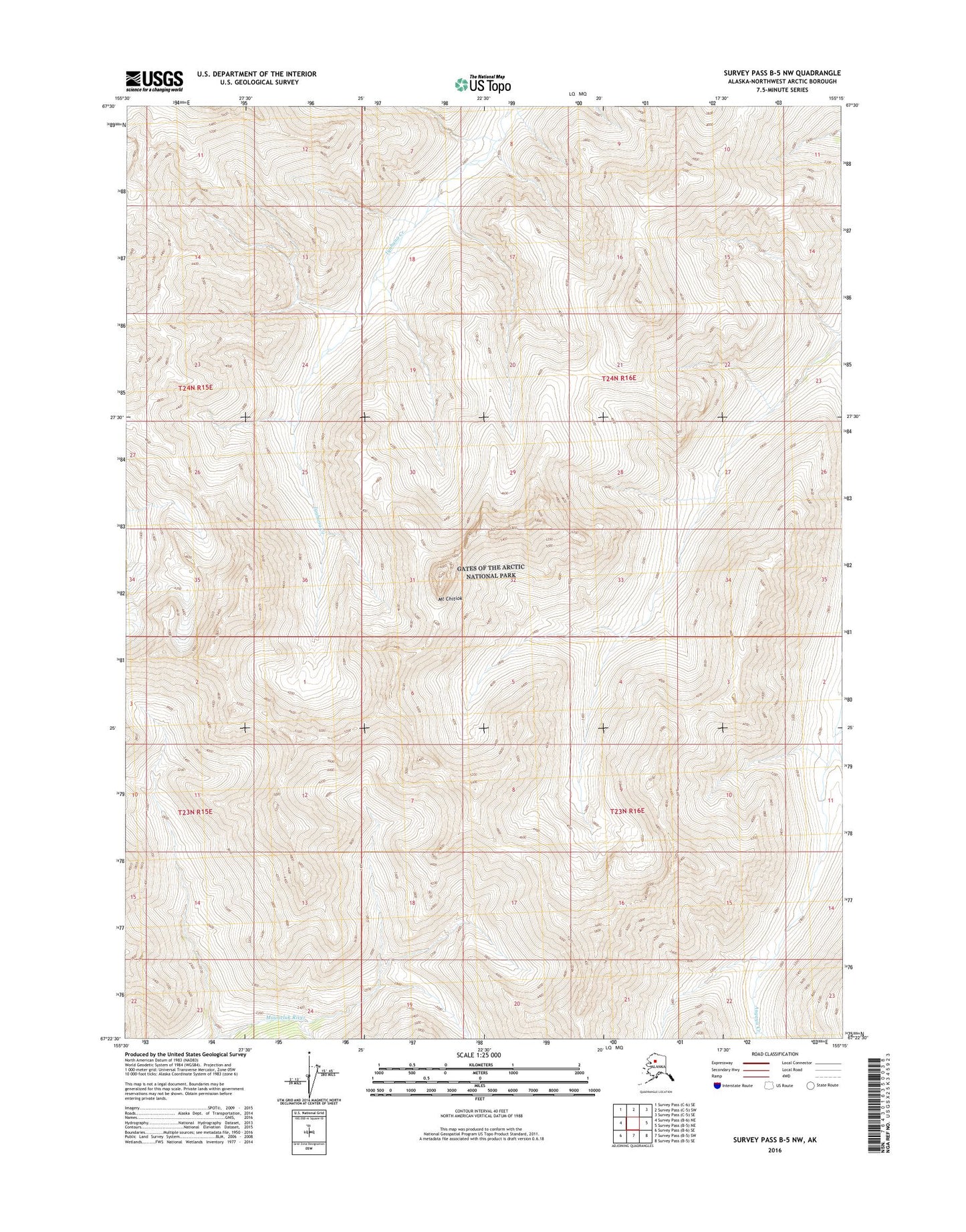 Survey Pass B-5 NW Alaska US Topo Map Image