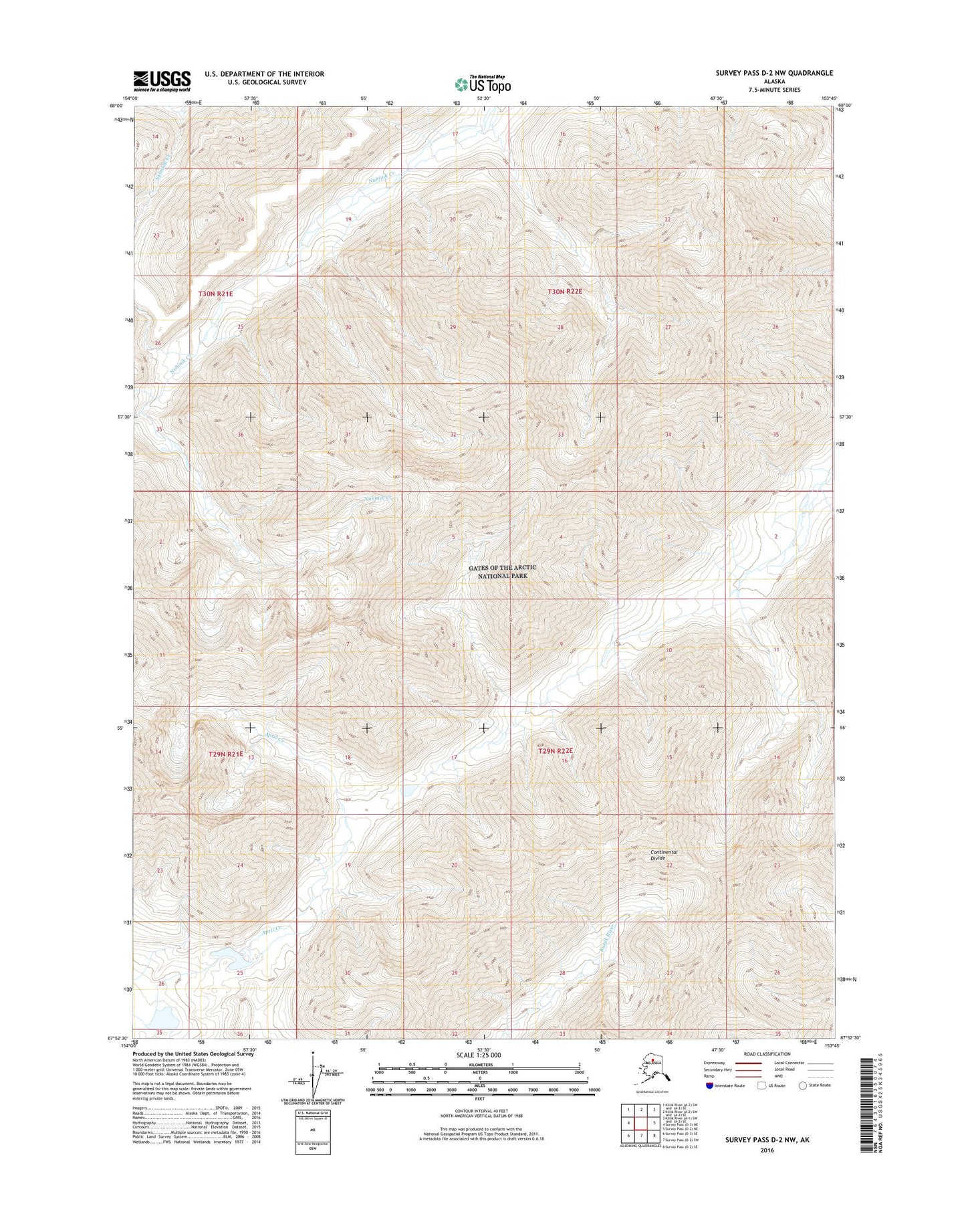 Survey Pass D-2 NW Alaska US Topo Map Image