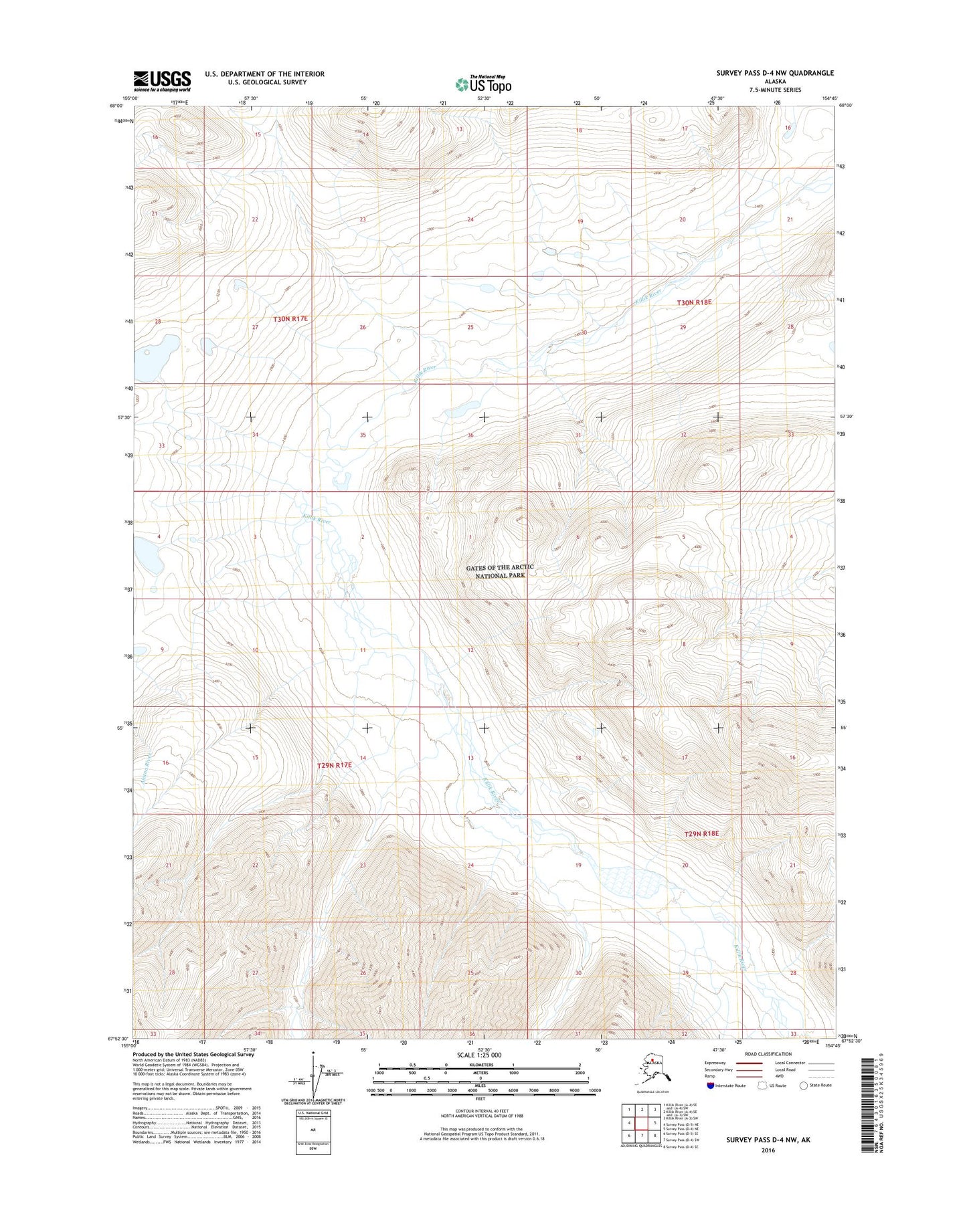 Survey Pass D-4 NW Alaska US Topo Map Image