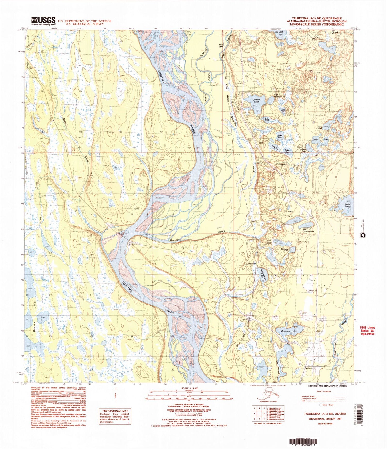Classic USGS Talkeetna A-1 NE Alaska 7.5'x7.5' Topo Map Image