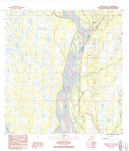 Classic USGS Talkeetna A-1 SE Alaska 7.5'x7.5' Topo Map Image