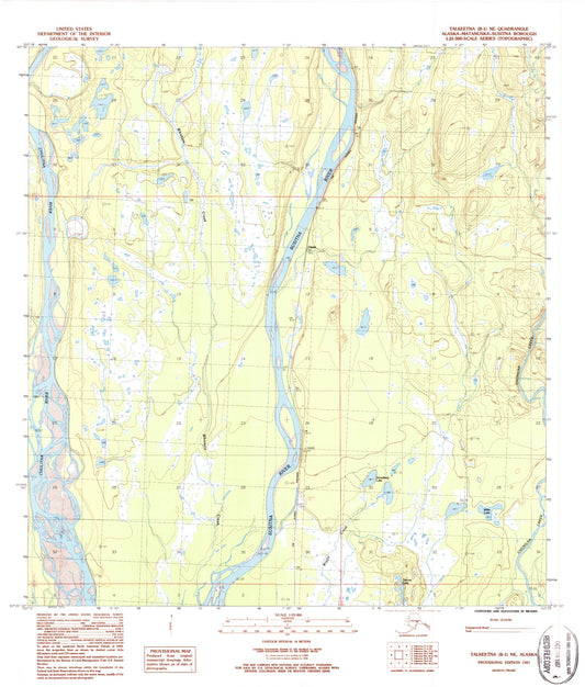 Classic USGS Talkeetna B-1 NE Alaska 7.5'x7.5' Topo Map Image