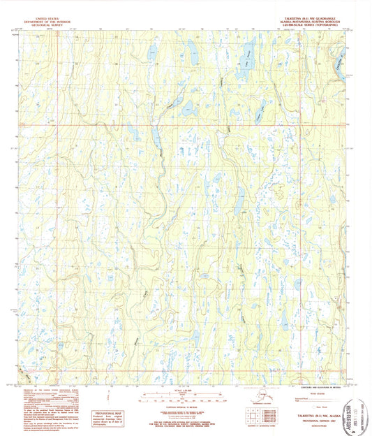 Classic USGS Talkeetna B-1 NW Alaska 7.5'x7.5' Topo Map Image