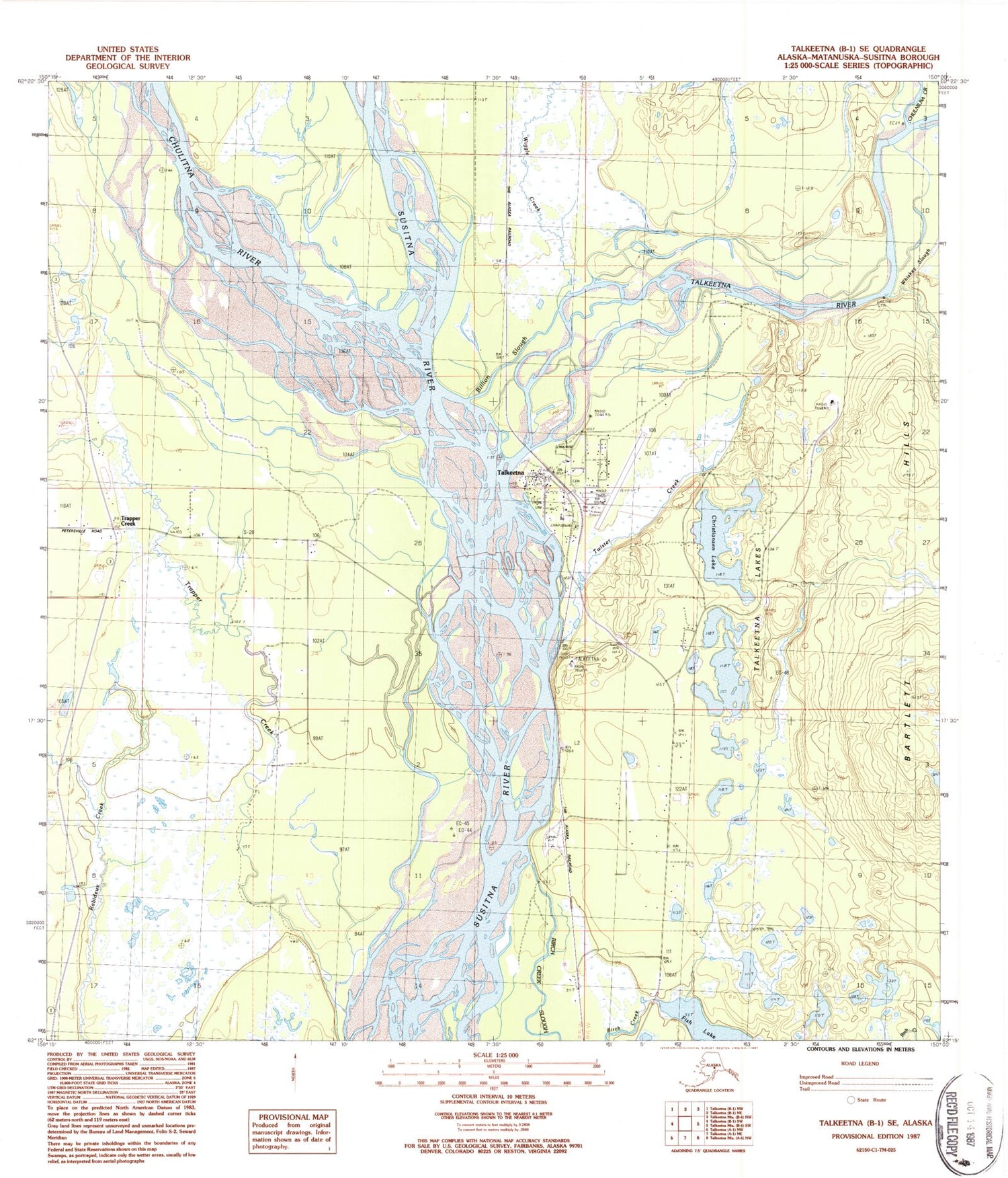 Classic USGS Talkeetna B-1 SE Alaska 7.5'x7.5' Topo Map Image