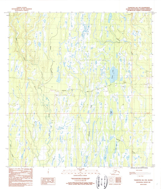 Classic USGS Talkeetna B-1 SW Alaska 7.5'x7.5' Topo Map Image