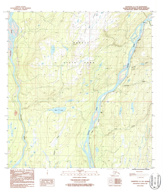 Classic USGS Talkeetna C-1 SE Alaska 7.5'x7.5' Topo Map Image