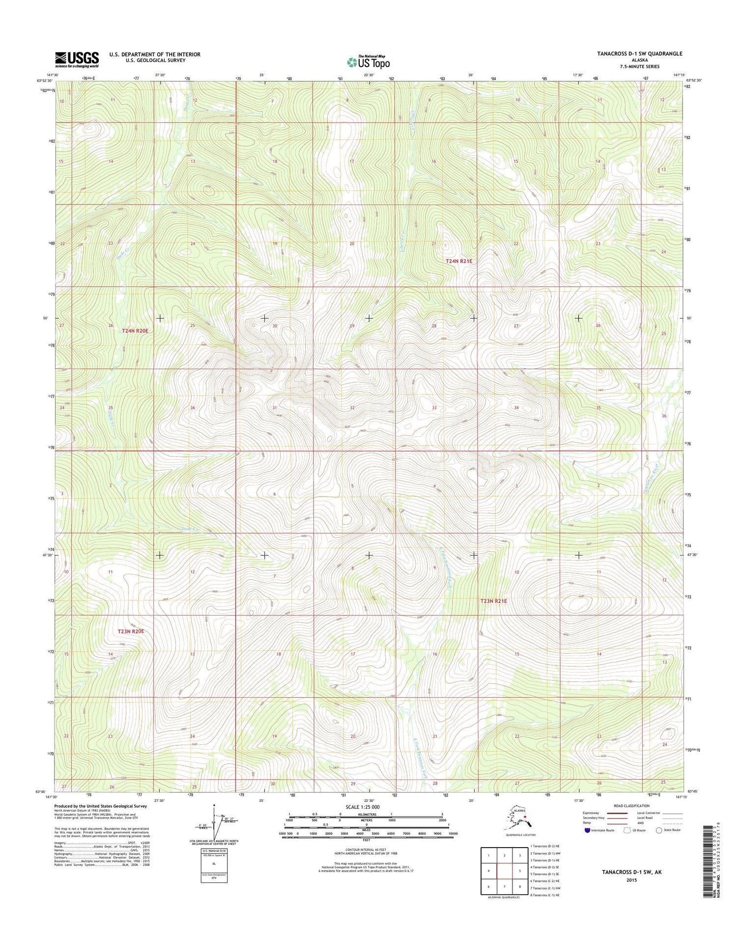 Tanacross D-1 SW Alaska US Topo Map Image