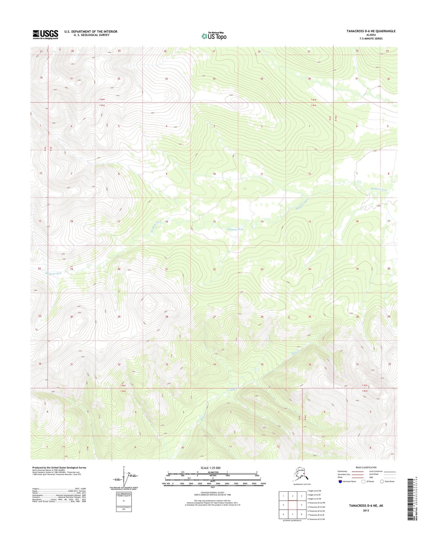 Tanacross D-6 NE Alaska US Topo Map Image