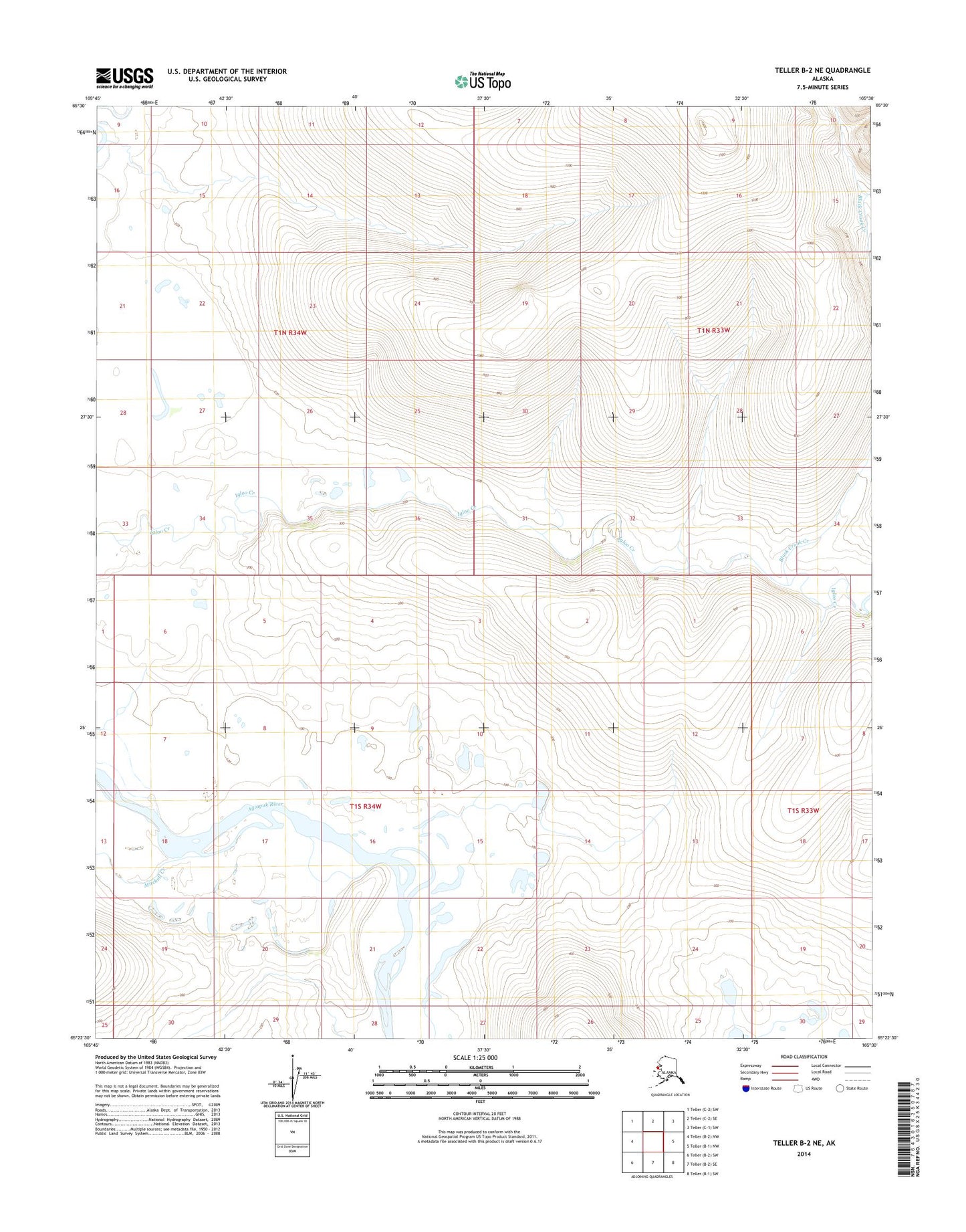 Teller B-2 NE Alaska US Topo Map Image