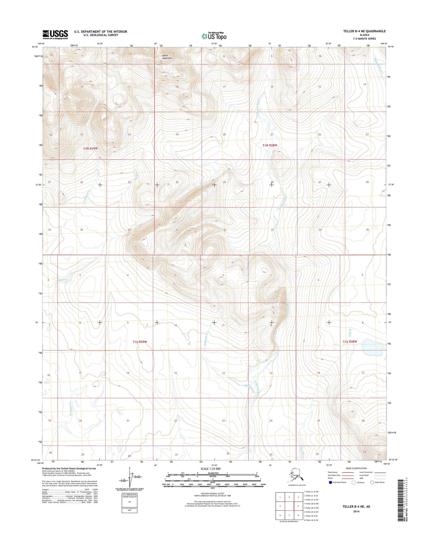 Teller B-4 NE Alaska US Topo Map Image