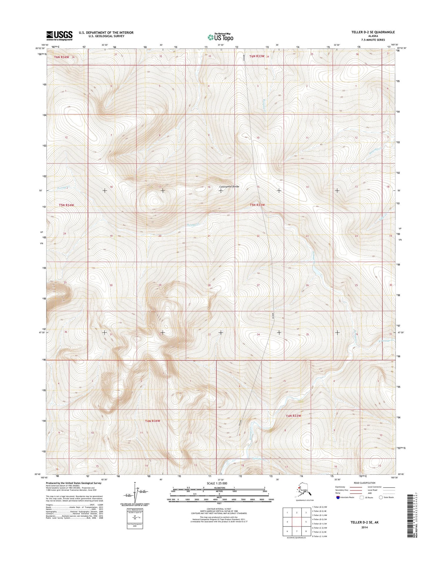 Teller D-2 SE Alaska US Topo Map Image