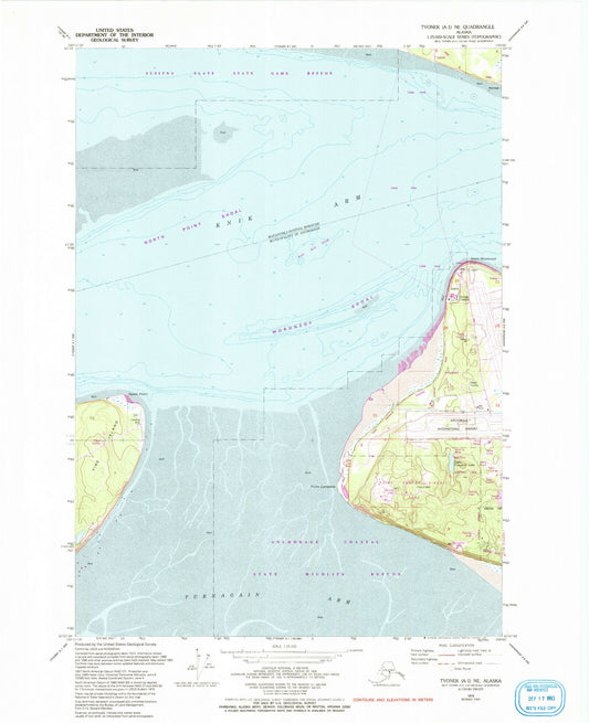 Classic USGS Tyonek A-1 NE Alaska 7.5'x7.5' Topo Map Image
