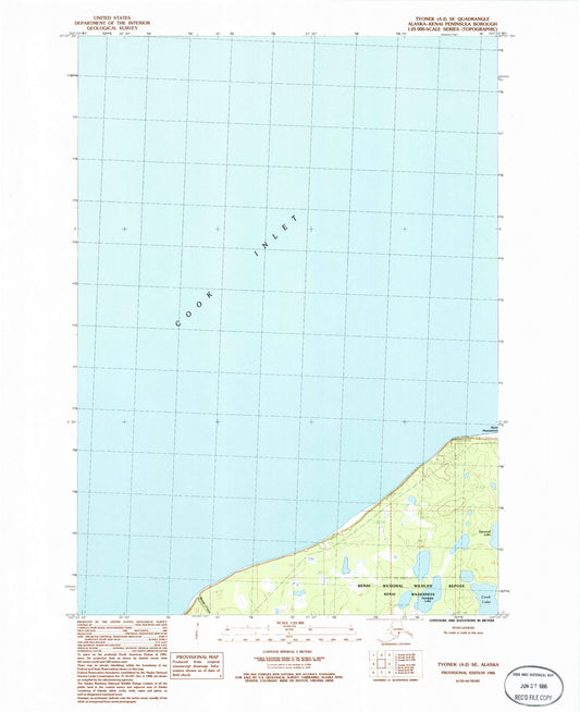 Classic USGS Tyonek A-2 SE Alaska 7.5'x7.5' Topo Map Image