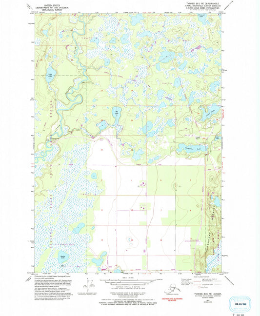 Classic USGS Tyonek B-1 NE Alaska 7.5'x7.5' Topo Map Image