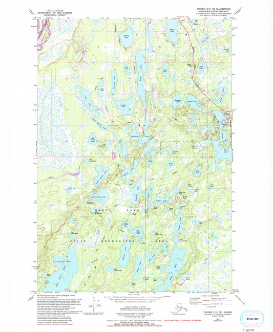 Classic USGS Tyonek C-1 NE Alaska 7.5'x7.5' Topo Map Image