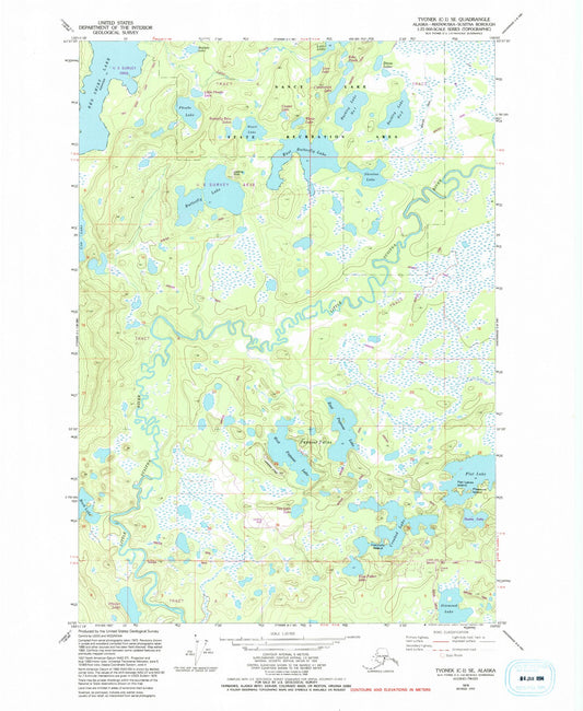 Classic USGS Tyonek C-1 SE Alaska 7.5'x7.5' Topo Map Image