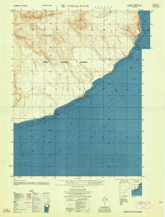 Classic USGS Unimak B-2 NE Alaska 7.5'x7.5' Topo Map Image