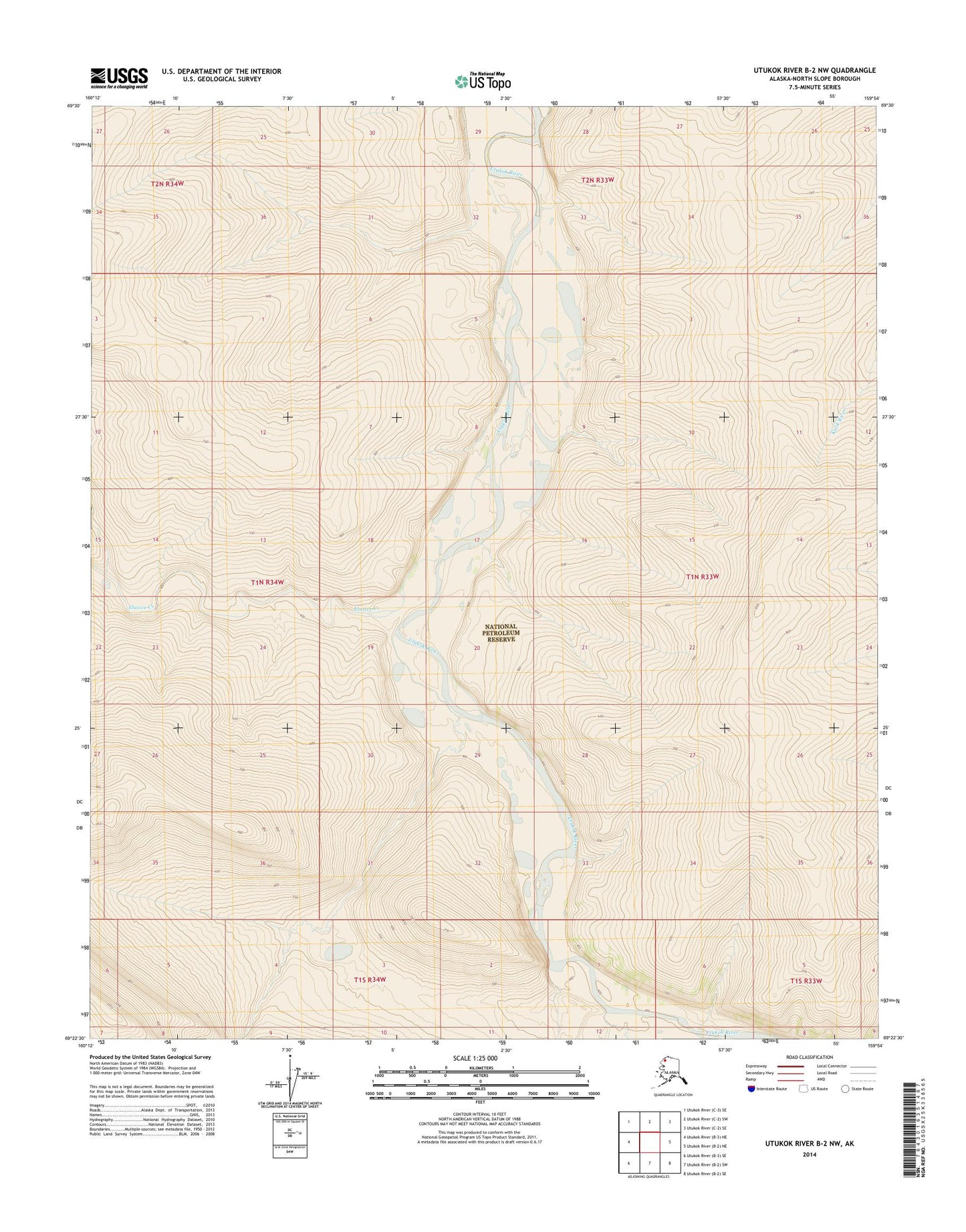 Utukok River B-2 NW Alaska US Topo Map Image