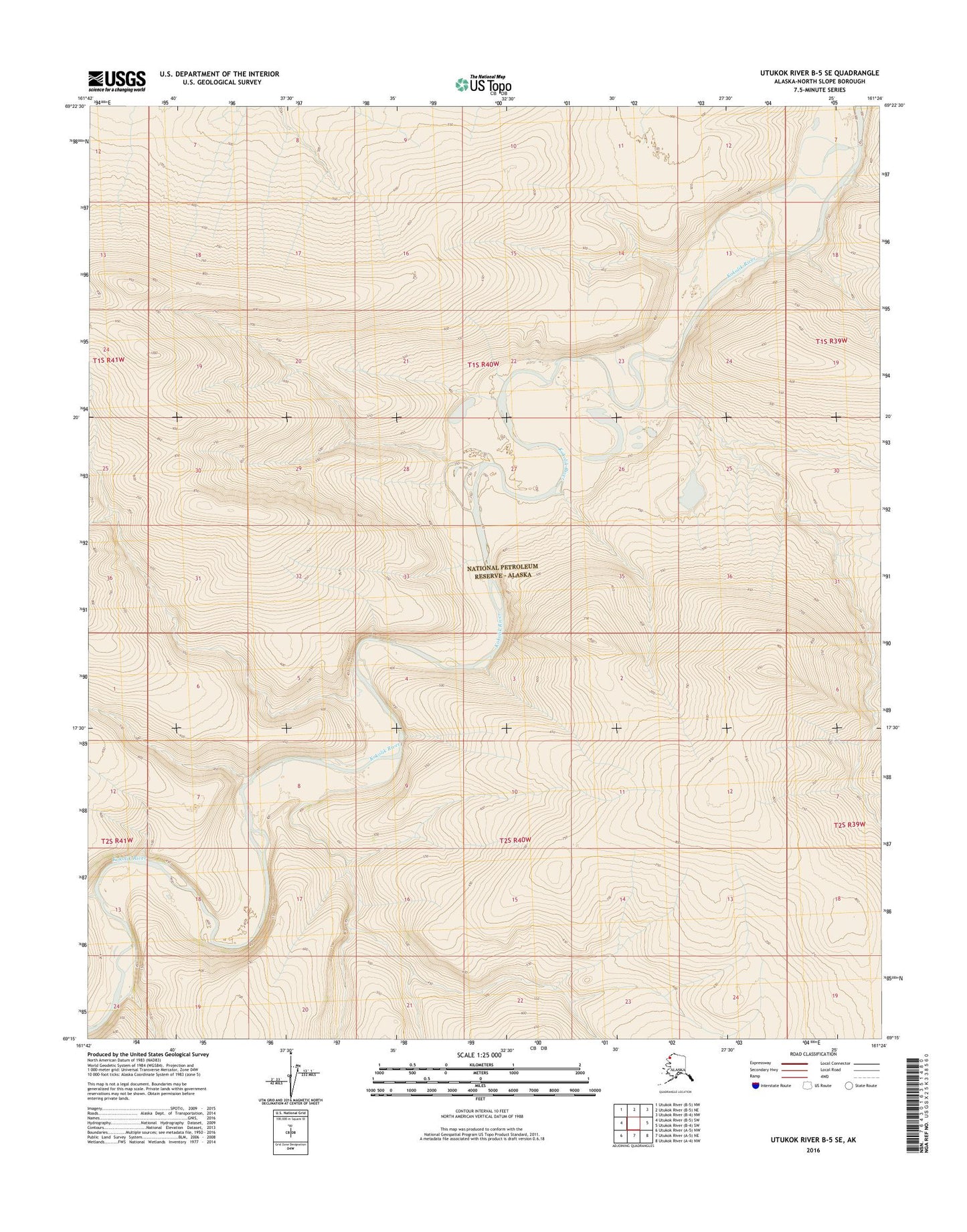 Utukok River B-5 SE Alaska US Topo Map Image