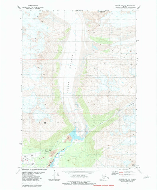 Classic USGS Valdez A-6 NW Alaska 7.5'x7.5' Topo Map Image