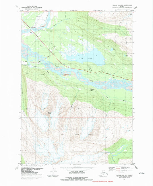 Classic USGS Valdez A-6 SW Alaska 7.5'x7.5' Topo Map Image
