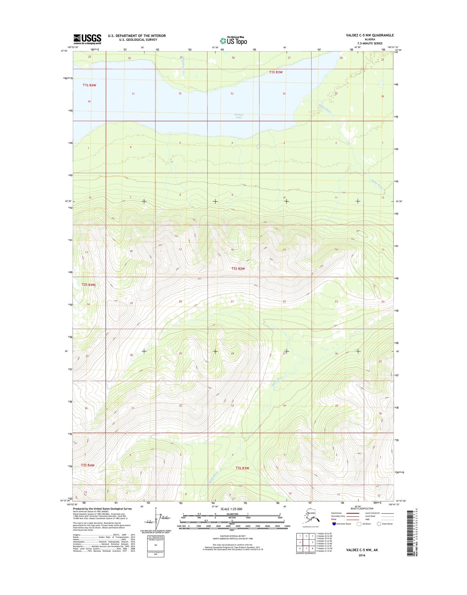 Valdez C-5 NW Alaska US Topo Map Image