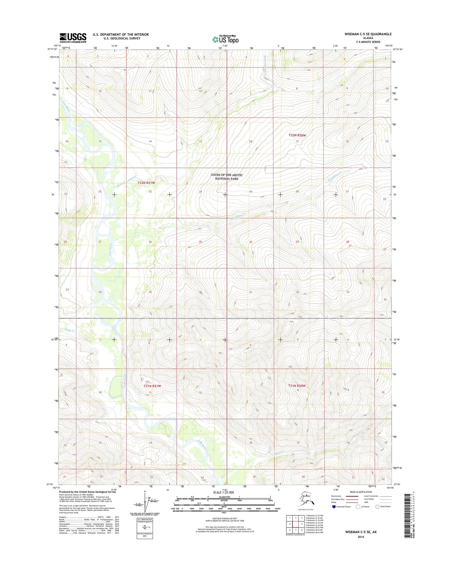 Wiseman C-5 SE Alaska US Topo Map Image