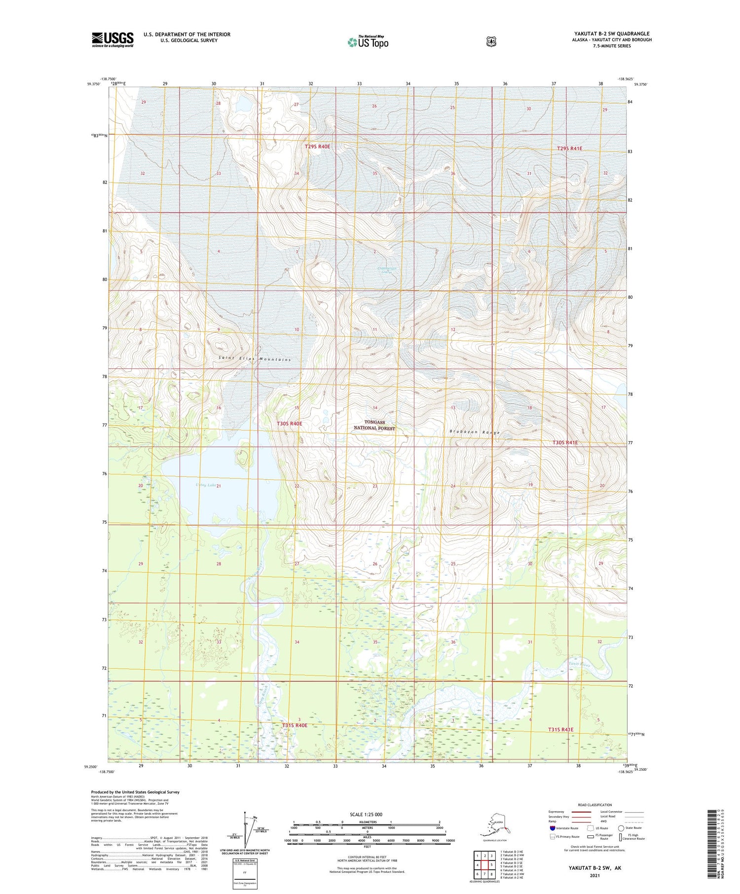 Yakutat B-2 SW Alaska US Topo Map Image