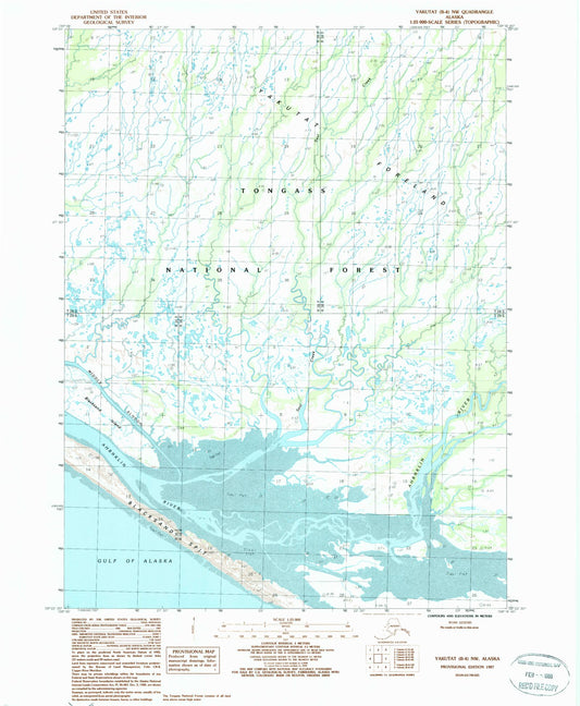 Classic USGS Yakutat B-4 NW Alaska 7.5'x7.5' Topo Map Image